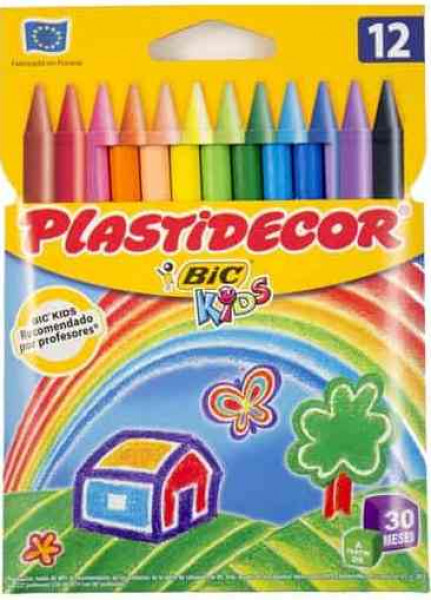 12 Ceras de colores Plastidecor peques Bic Kids